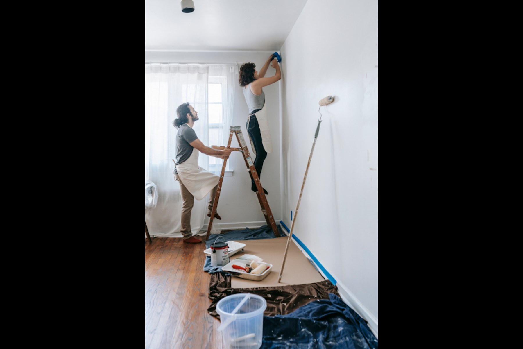 Working together on a home painting project